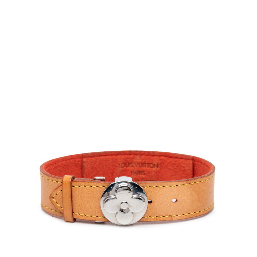 LOUIS VUITTON Brown Monogram Leather Charm Bracelet